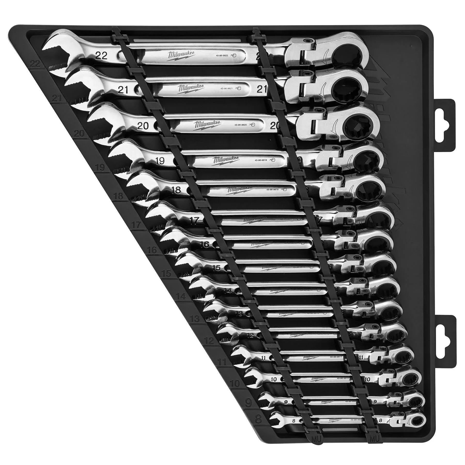 48-22-9513 Flex Head Ratcheting Metric Combination Wrench Set – 15 PC 1