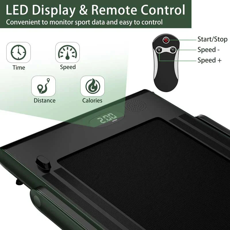 2.5HP 2-in-1 Folding Under Desk Treadmill with Speaker APP Remote Control, Portable Walking Jogging Machine for Home Gym Office 48
