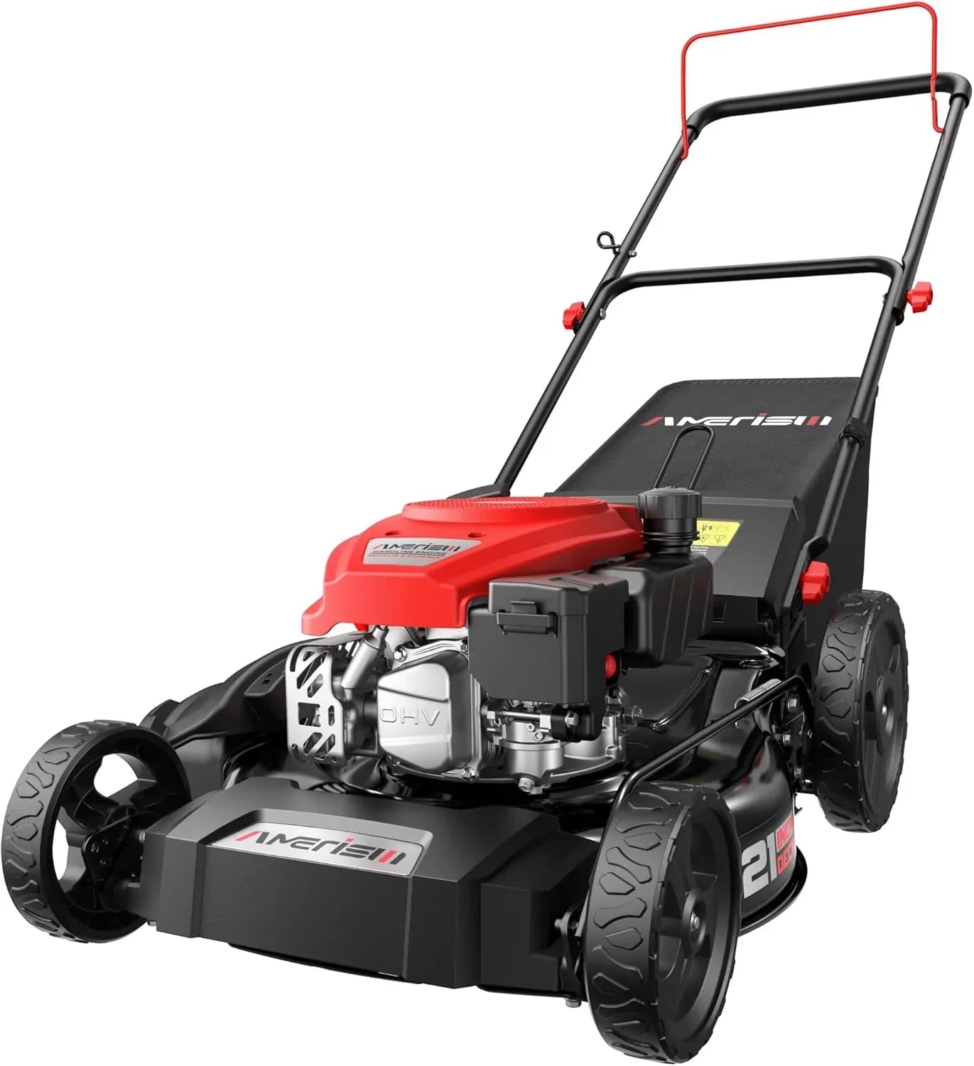 21" Steel Deck Gas Lawn Mower, Heavy-Duty 3-in-1 Push Mower, 144cc 4-Stroke Engine, 6-Position Height Adjustment, Large 1.4 Bushel Grass Catcher, Durable & Efficient for Yard & Garden 1