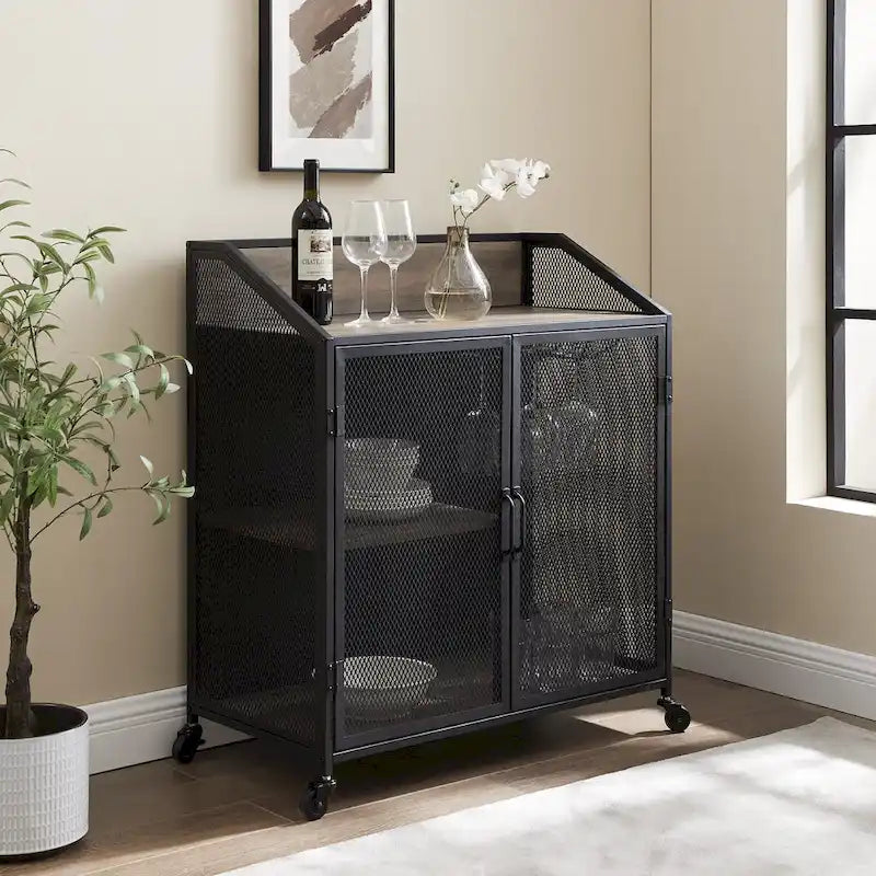 Middlebrook Pierpont Industrial-Style Mesh Bar Cabinet 13