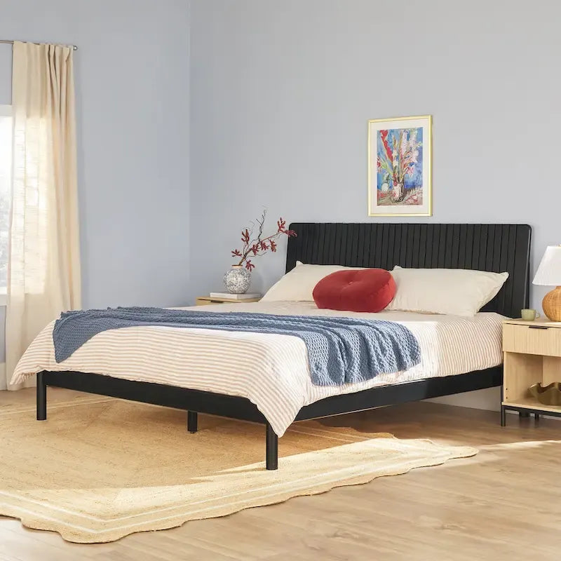 Modern King Bed with Slatted Headboard by Middlebrook Designs 3