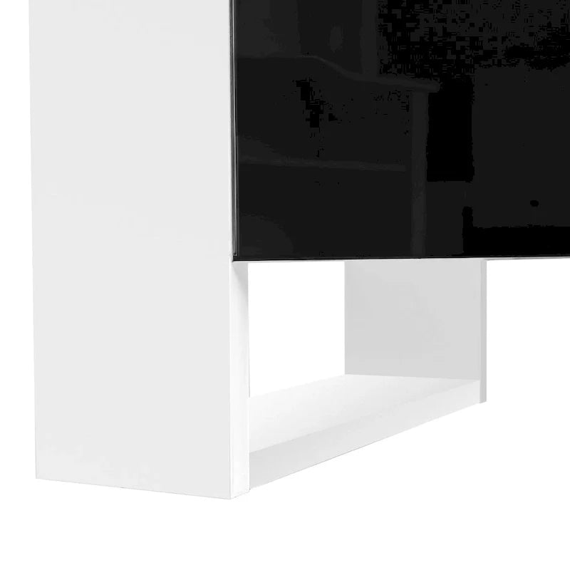 Contemporary Black 68.1" TV Stand with Fireplace and 2 Spacious Cabinets for TVs Up to 78" 16