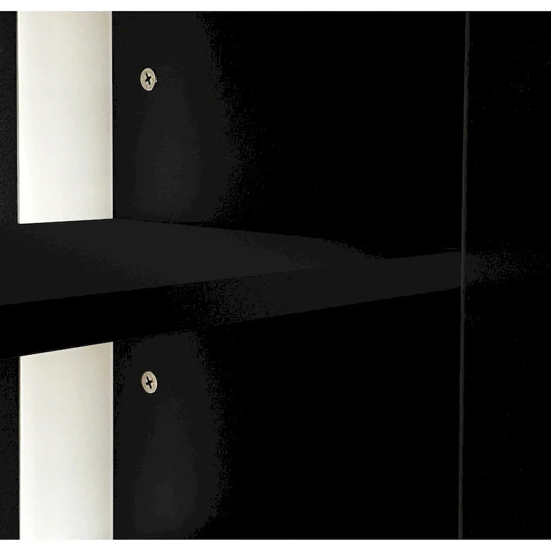 Contemporary Black 68.1" TV Stand with Fireplace and 2 Spacious Cabinets for TVs Up to 78" 18