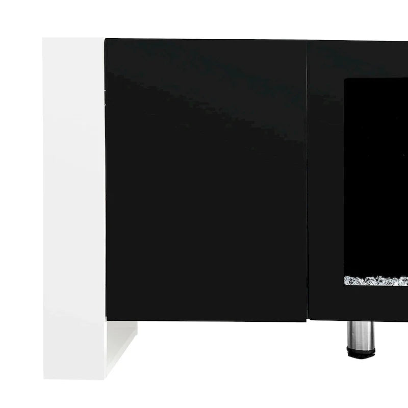 Contemporary Black 68.1" TV Stand with Fireplace and 2 Spacious Cabinets for TVs Up to 78" 19