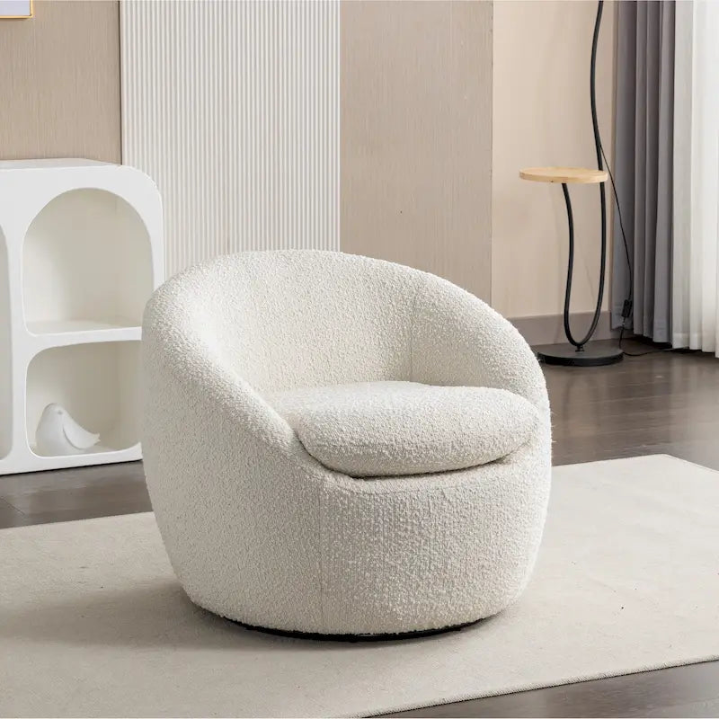 Swivel Base Barrel Chair with Boucle Upholstery - 31-Inch 13