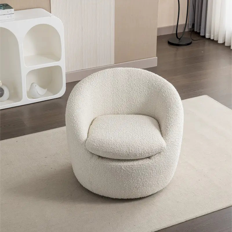 Swivel Base Barrel Chair with Boucle Upholstery - 31-Inch 3