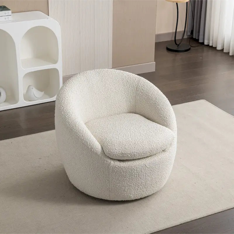 Swivel Base Barrel Chair with Boucle Upholstery - 31-Inch 4