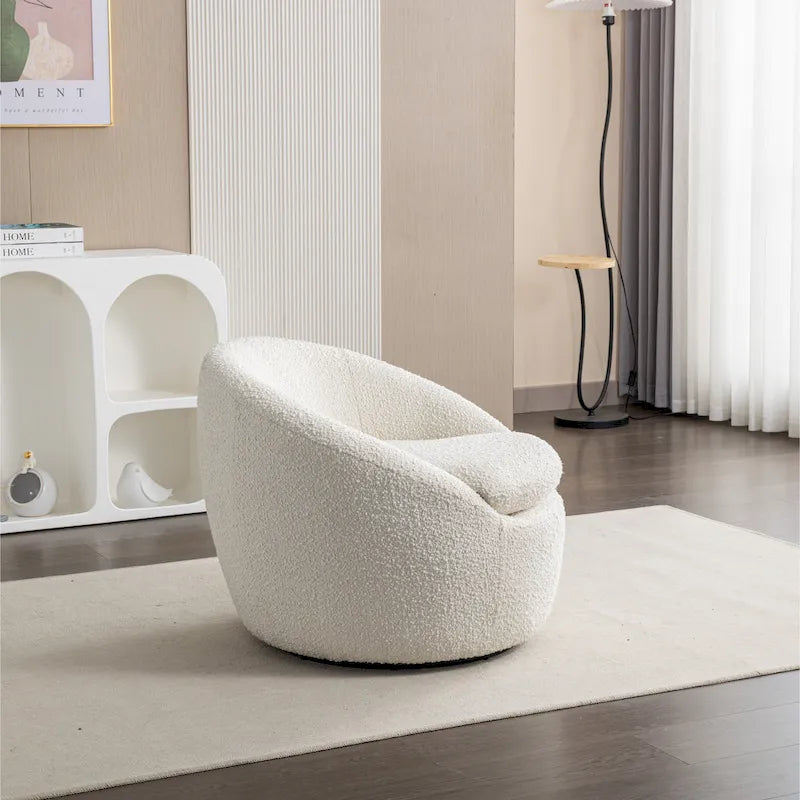 Swivel Base Barrel Chair with Boucle Upholstery - 31-Inch 6