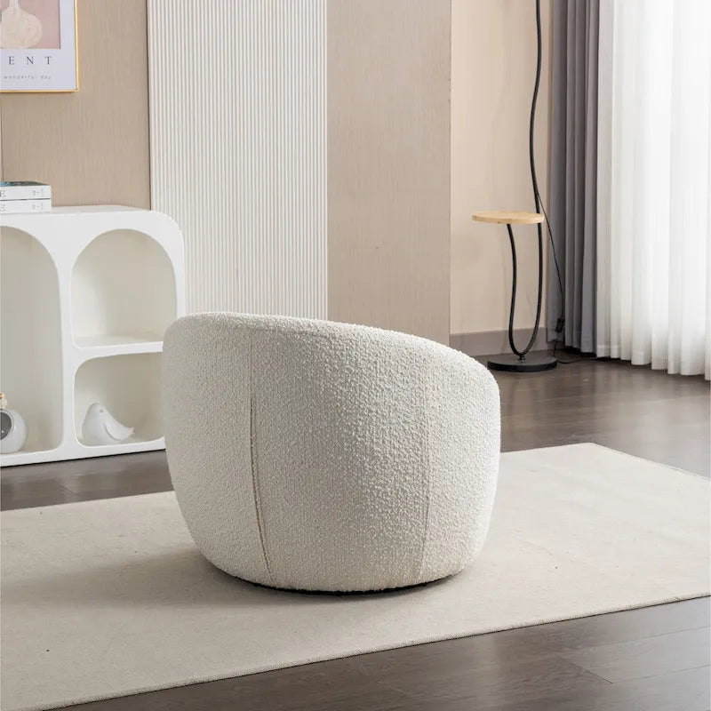 Swivel Base Barrel Chair with Boucle Upholstery - 31-Inch 7