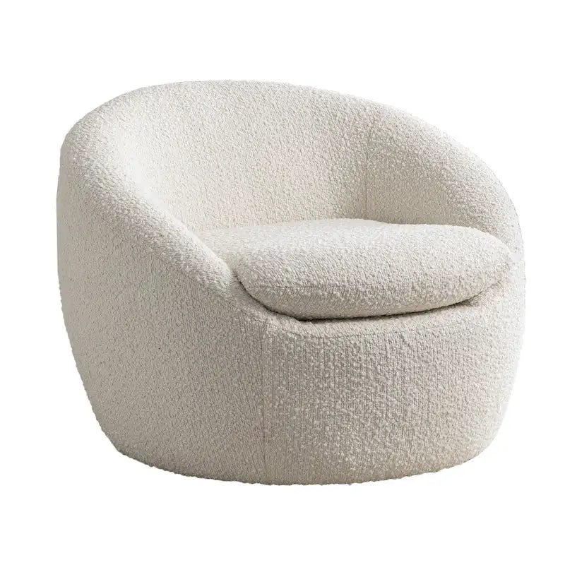 Swivel Base Barrel Chair with Boucle Upholstery - 31-Inch 11