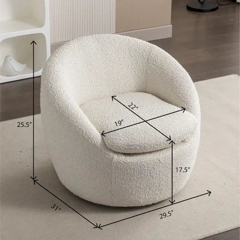 Swivel Base Barrel Chair with Boucle Upholstery - 31-Inch 12