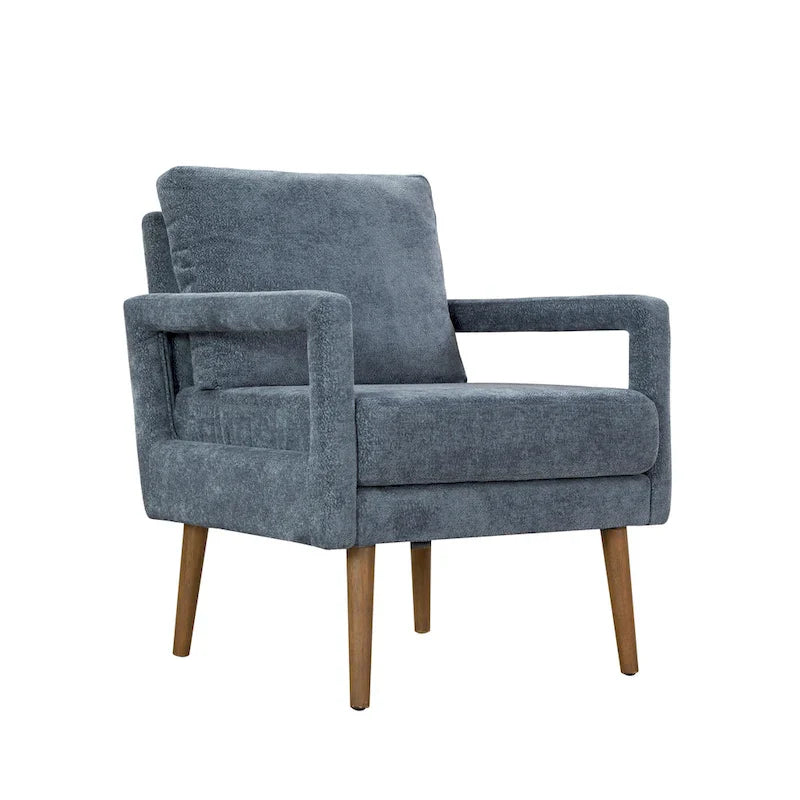 Soft Cushion Blue Chenille Upholstered Armchair - 25.98" Height 2