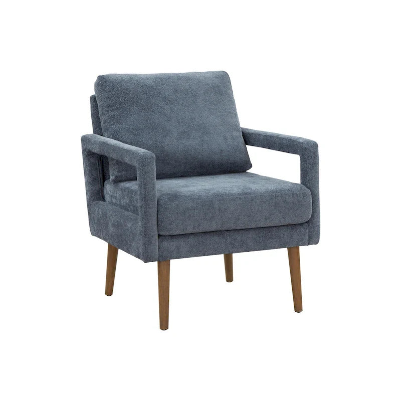 Soft Cushion Blue Chenille Upholstered Armchair - 25.98" Height 3