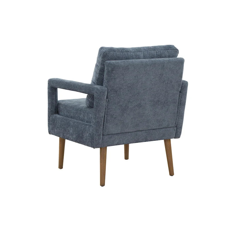 Soft Cushion Blue Chenille Upholstered Armchair - 25.98" Height 4