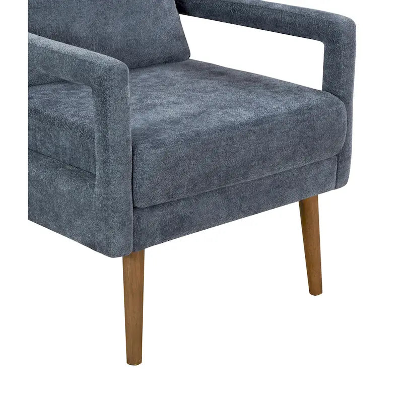 Soft Cushion Blue Chenille Upholstered Armchair - 25.98" Height 5