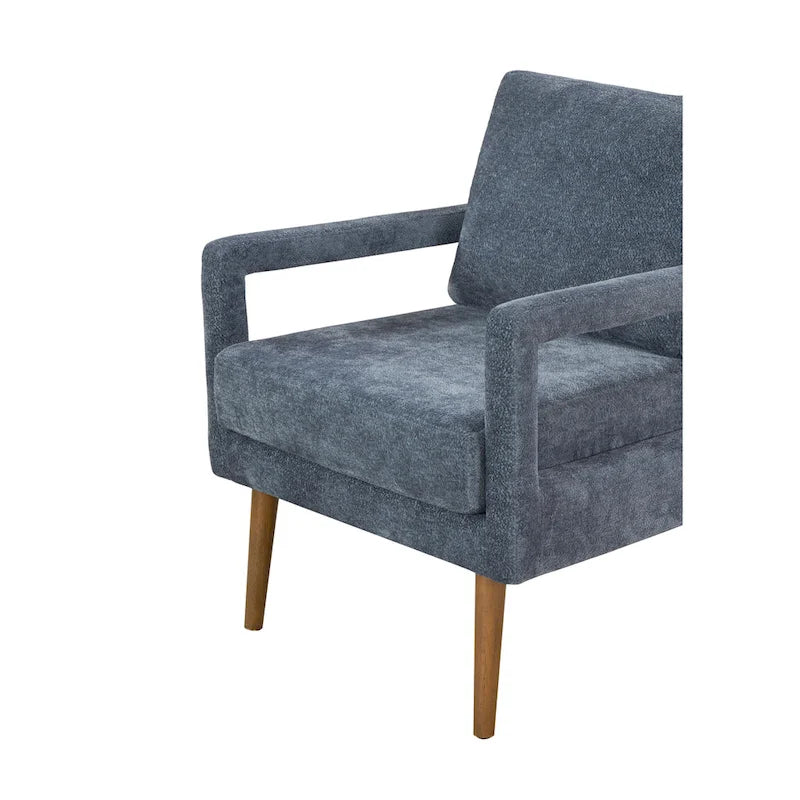 Soft Cushion Blue Chenille Upholstered Armchair - 25.98" Height 6