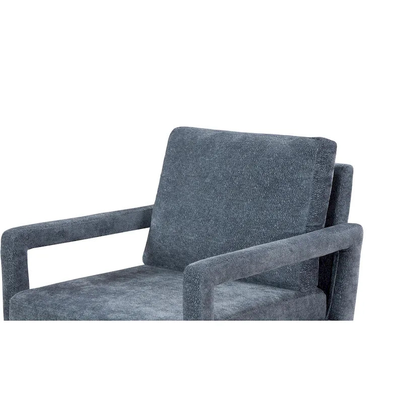 Soft Cushion Blue Chenille Upholstered Armchair - 25.98" Height 7