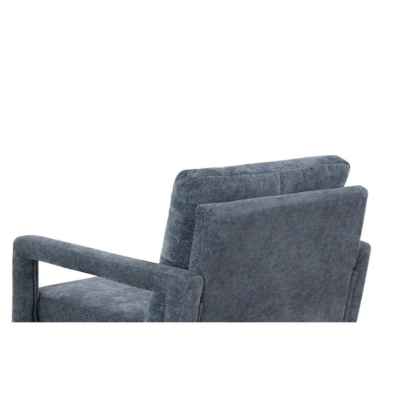 Soft Cushion Blue Chenille Upholstered Armchair - 25.98" Height 8