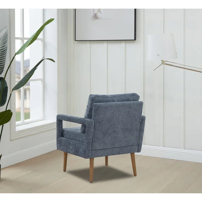 Soft Cushion Blue Chenille Upholstered Armchair - 25.98" Height 11