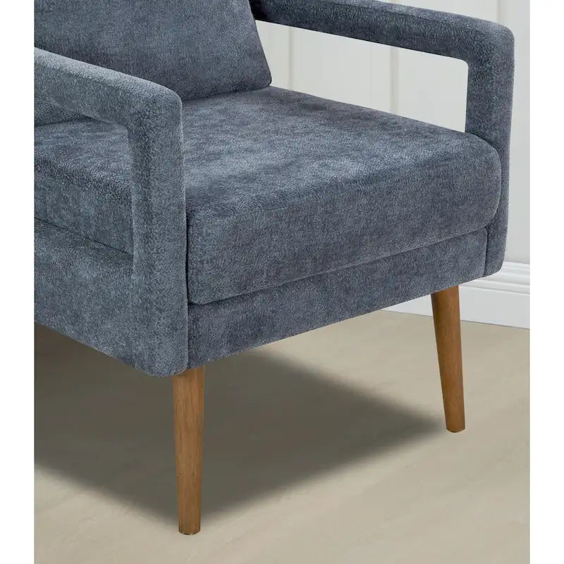 Soft Cushion Blue Chenille Upholstered Armchair - 25.98" Height 12
