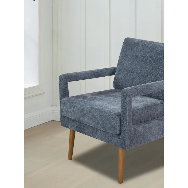 Soft Cushion Blue Chenille Upholstered Armchair - 25.98" Height 13