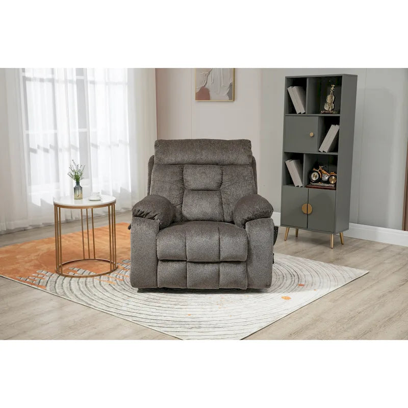 Gray Chenille Power Lift Recliner with Massage and Concealed Cup Holder 2