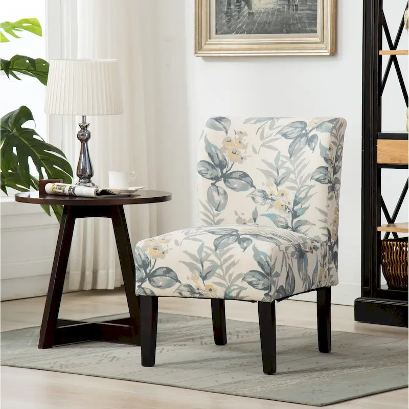 Blue Leaves 29.13 Upholstered Accent Chair featuring Wooden Legs 12