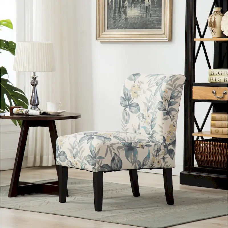 Blue Leaves 29.13 Upholstered Accent Chair featuring Wooden Legs 2