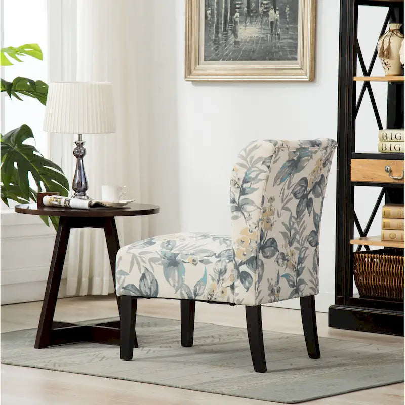 Blue Leaves 29.13 Upholstered Accent Chair featuring Wooden Legs 3