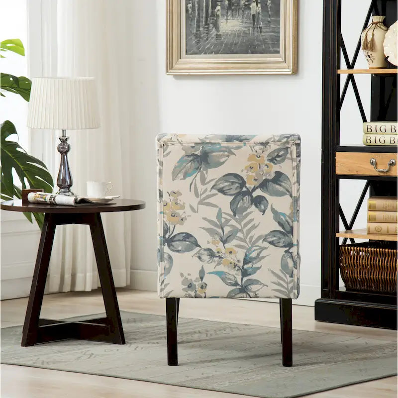 Blue Leaves 29.13 Upholstered Accent Chair featuring Wooden Legs 5