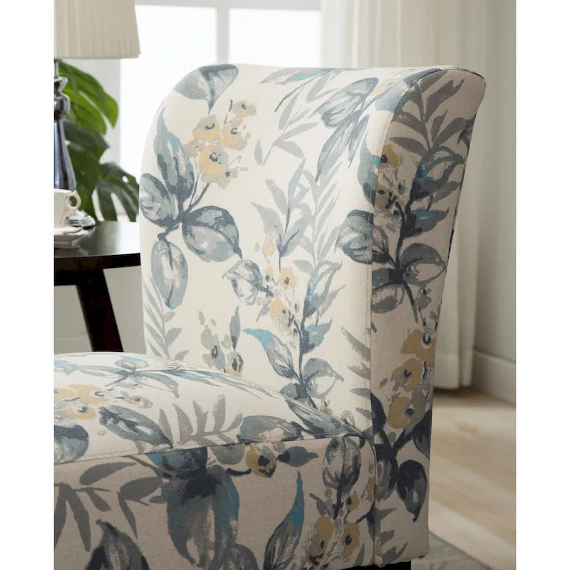 Blue Leaves 29.13 Upholstered Accent Chair featuring Wooden Legs 6