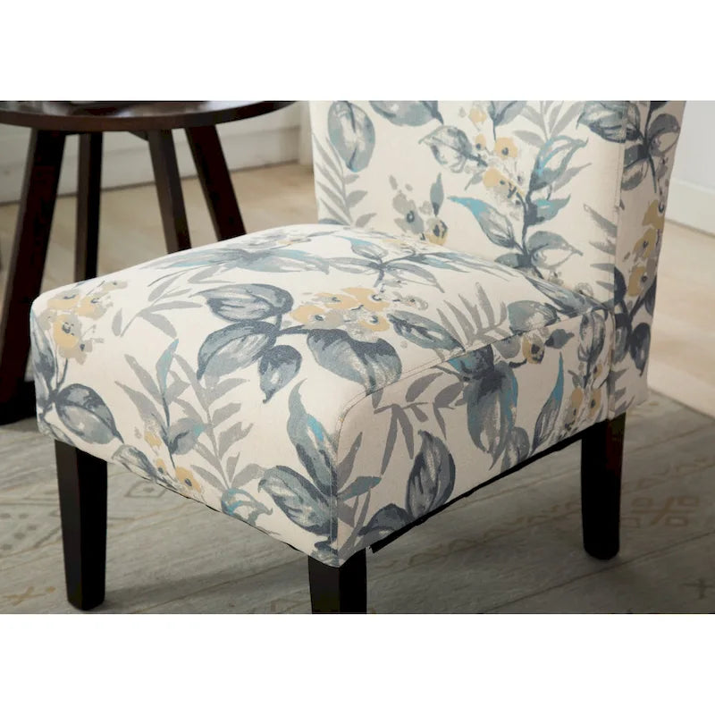 Blue Leaves 29.13 Upholstered Accent Chair featuring Wooden Legs 7