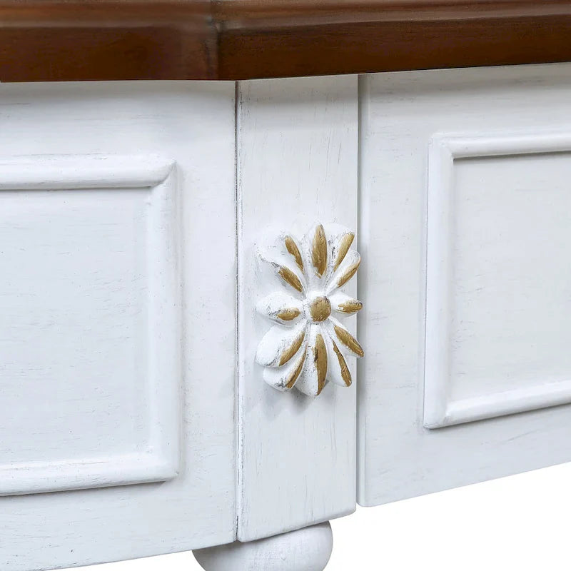 52-Inch Half Moon Circular Sofa Table with Open Shelf and Dual Drawers 26