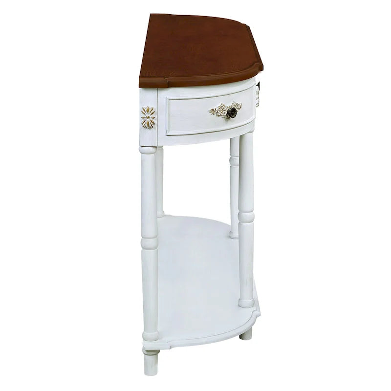 52-Inch Half Moon Circular Sofa Table with Open Shelf and Dual Drawers 28