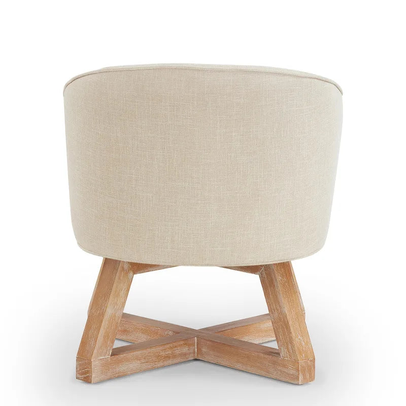 Contemporary 27-Inch Beige Linen Swivel Barrel Chair 4