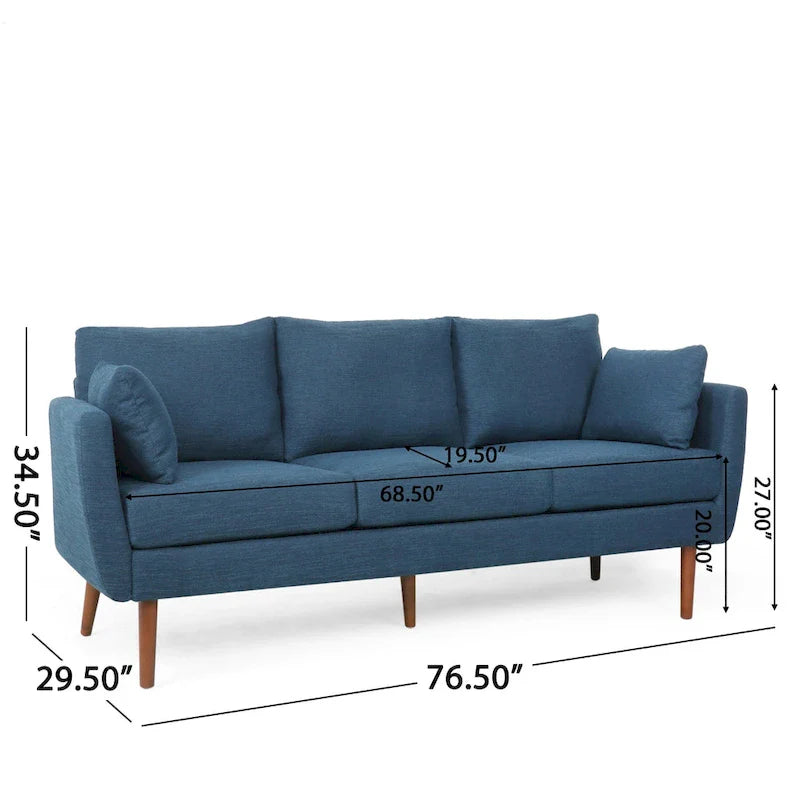 Contemporary 76.5-Inch 3-Seater Sofa with Birchwood Legs and Cushions 3