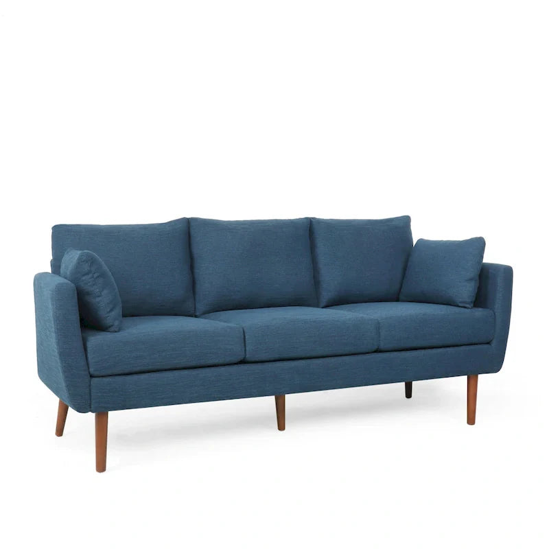 Contemporary 76.5-Inch 3-Seater Sofa with Birchwood Legs and Cushions 4