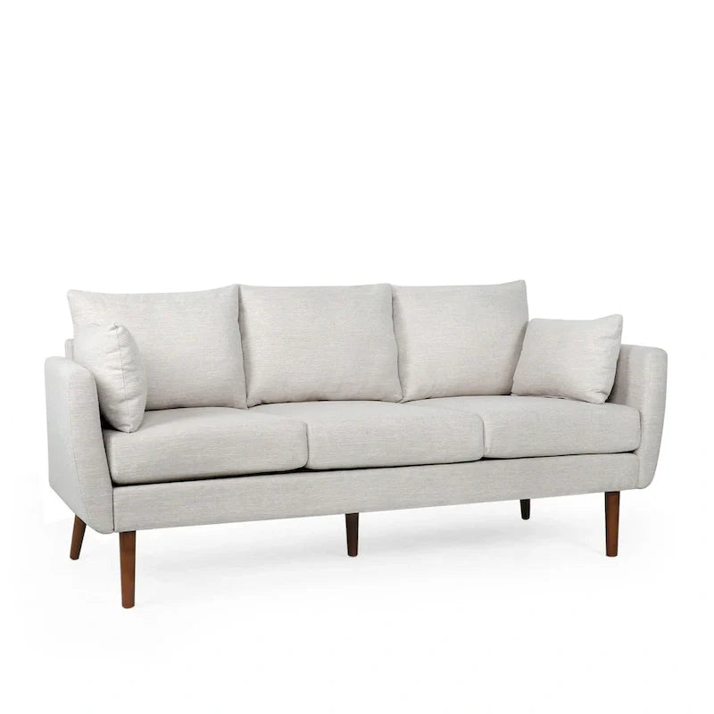 Contemporary 76.5-Inch 3-Seater Sofa with Birchwood Legs and Cushions 13