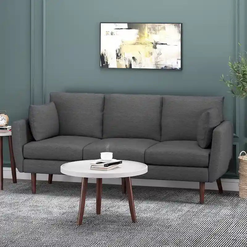 Contemporary 76.5-Inch 3-Seater Sofa with Birchwood Legs and Cushions 20