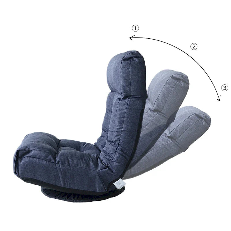 Navy Armless Swivel Recliner with Ottoman Set - Adjustable Headrest and Backrest 6