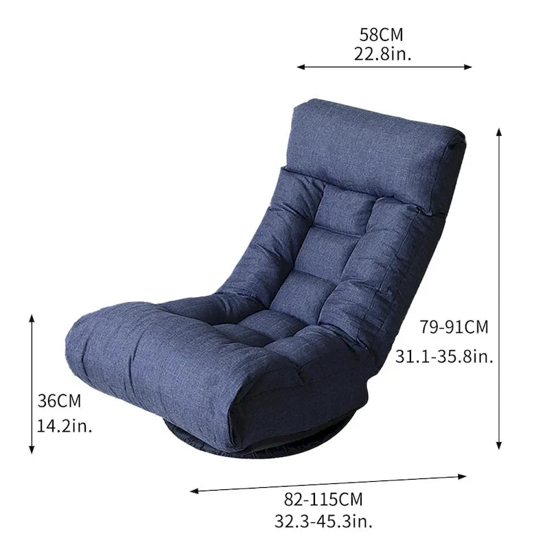 Navy Armless Swivel Recliner with Ottoman Set - Adjustable Headrest and Backrest 12