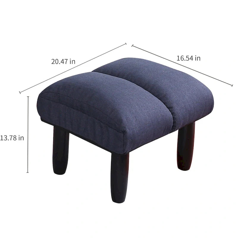 Navy Armless Swivel Recliner with Ottoman Set - Adjustable Headrest and Backrest 13