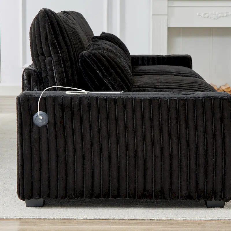126W Large L-Shaped Corduroy Sofa with USB Charging Port 6