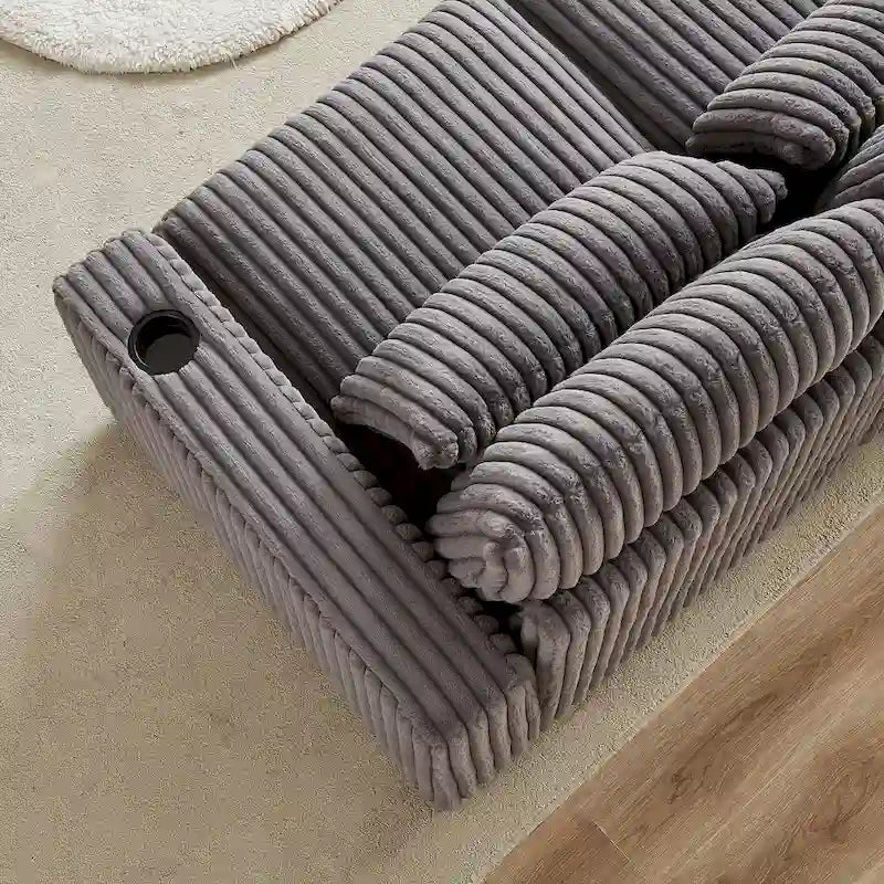 126W Large L-Shaped Corduroy Sofa with USB Charging Port 25