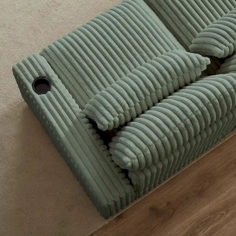 126W Large L-Shaped Corduroy Sofa with USB Charging Port 29