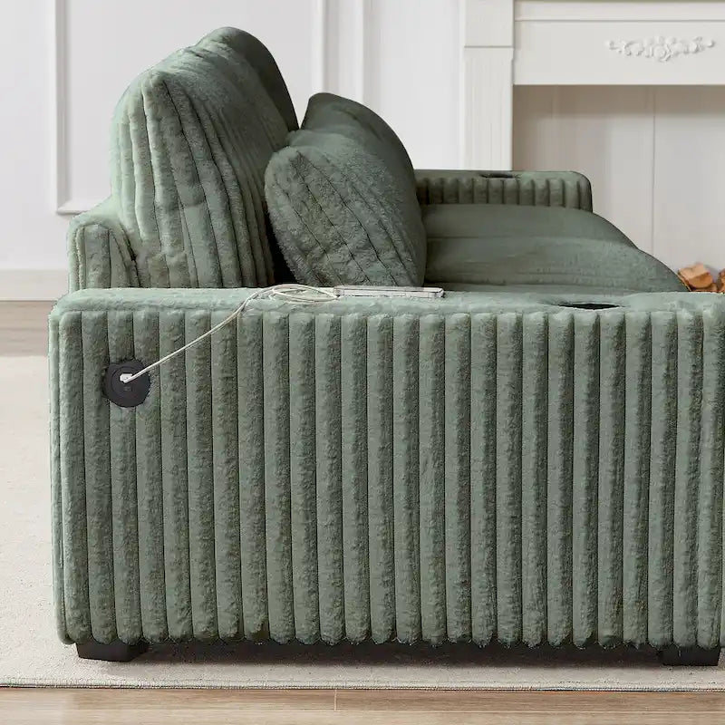 126W Large L-Shaped Corduroy Sofa with USB Charging Port 32