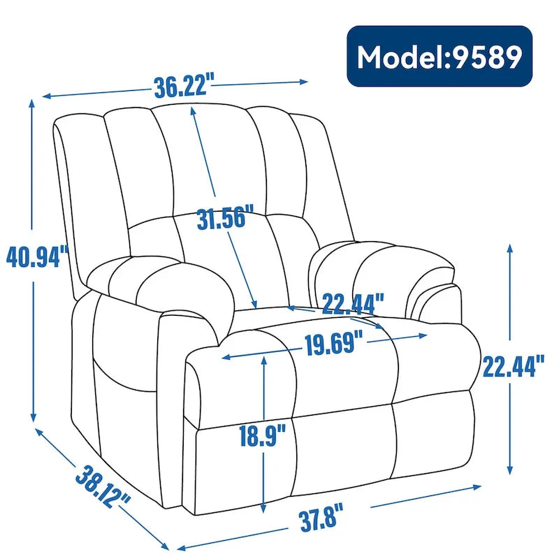Grey Oversized Chenille Power Lift Recliner with Massage, Heating, and Flat Lay Feature 16