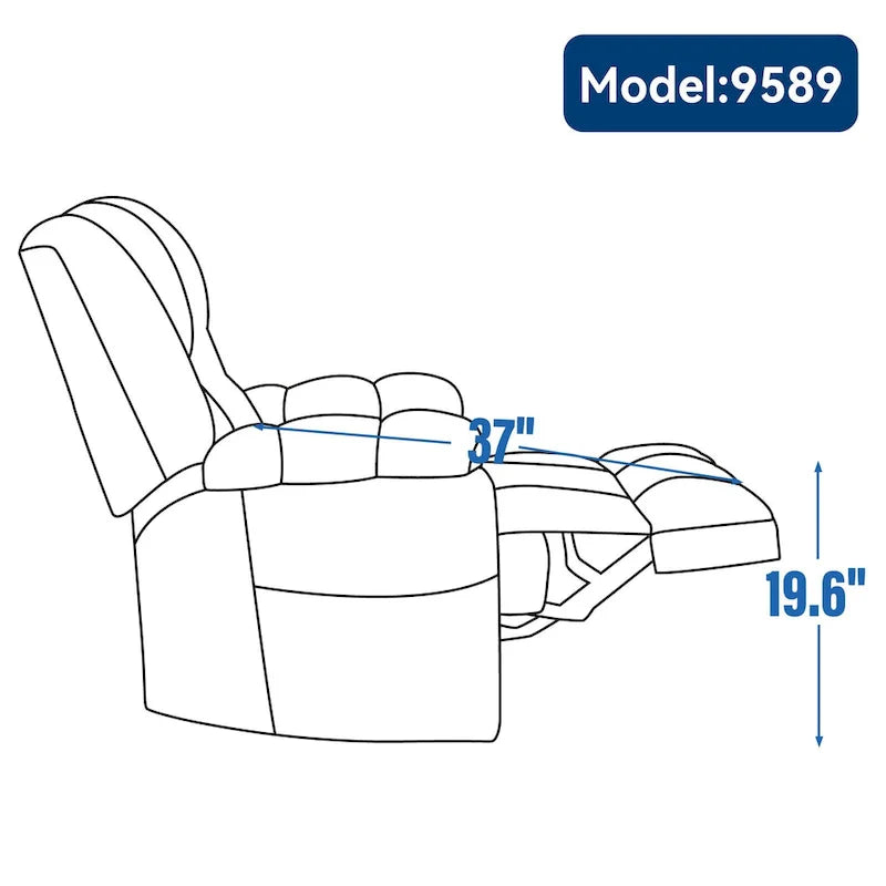 Grey Oversized Chenille Power Lift Recliner with Massage, Heating, and Flat Lay Feature 19