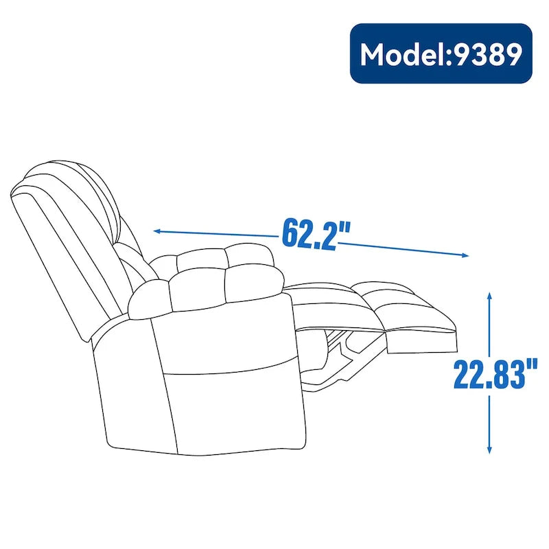 Extra-Large Swivel Rocker Recliner with Footrest and Pockets - Manual Operation 2