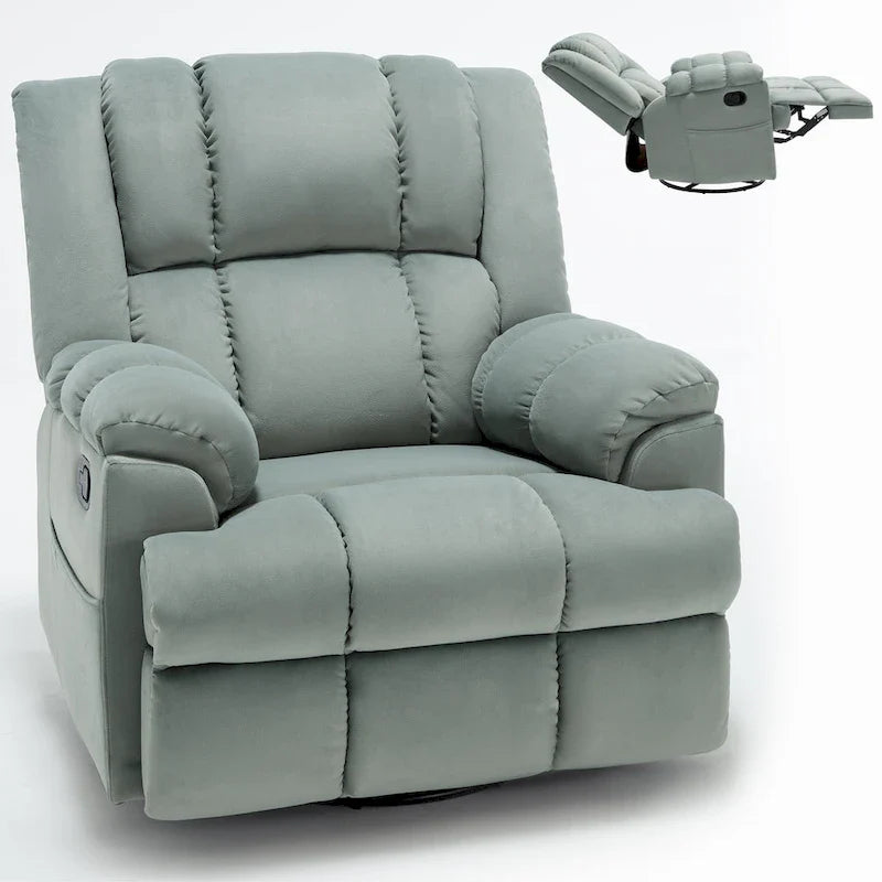 Extra-Large Swivel Rocker Recliner with Footrest and Pockets - Manual Operation 9